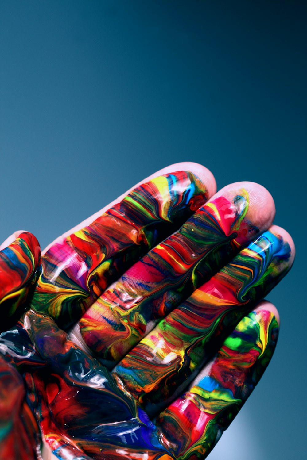 multicolored hand paint