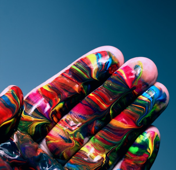 multicolored hand paint