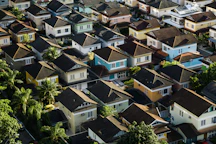 aerial view of suburban neighborhood houses