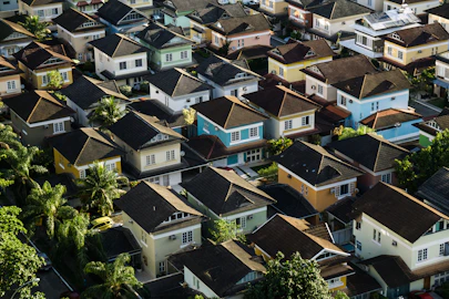 aerial view of suburban neighborhood houses