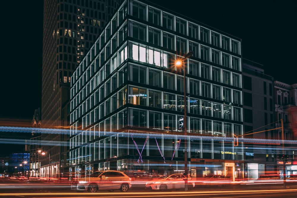 clear glass building beside road