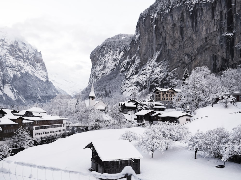 village during snow season