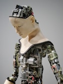 white and brown human robot illustration