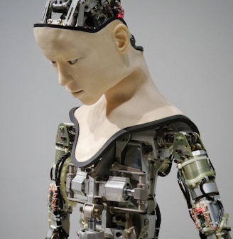 white and brown human robot illustration