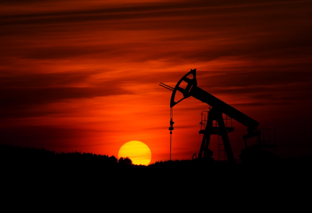 An oil drilling in an open field