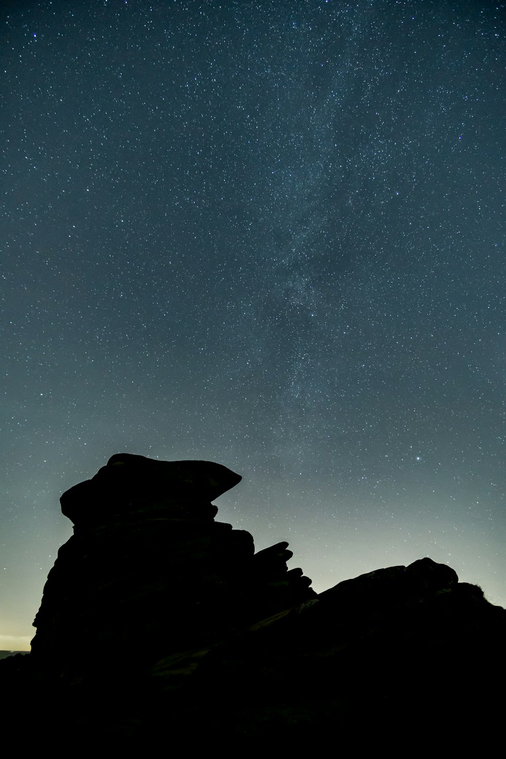 silhouette on rocky mountain