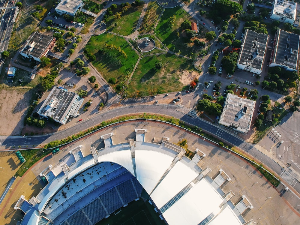 aerial photography of stadium