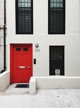 red wooden door closed