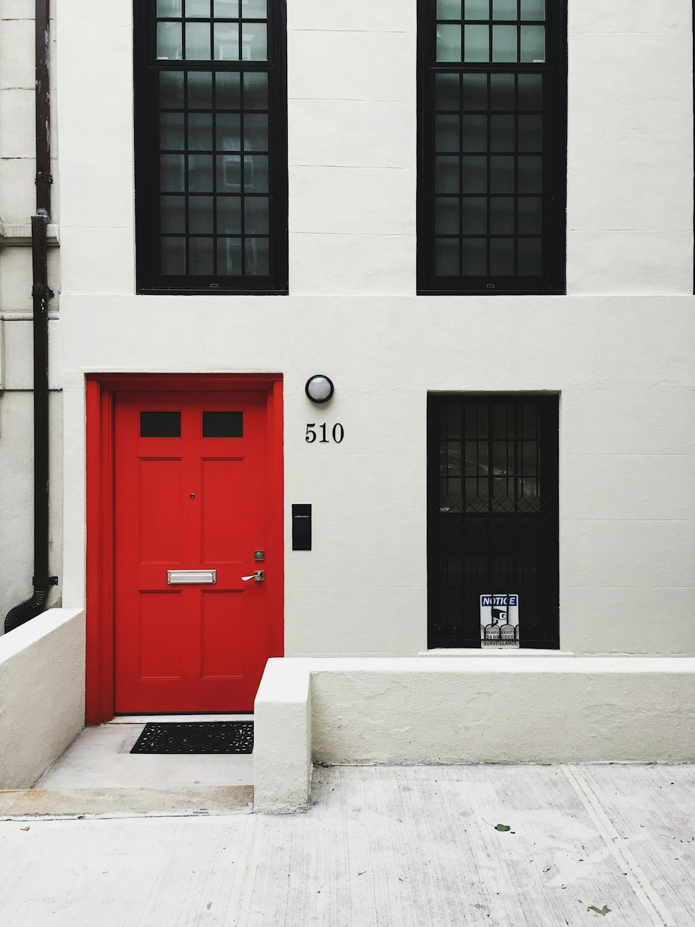 red wooden door closed