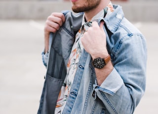 man modeling denim jacket