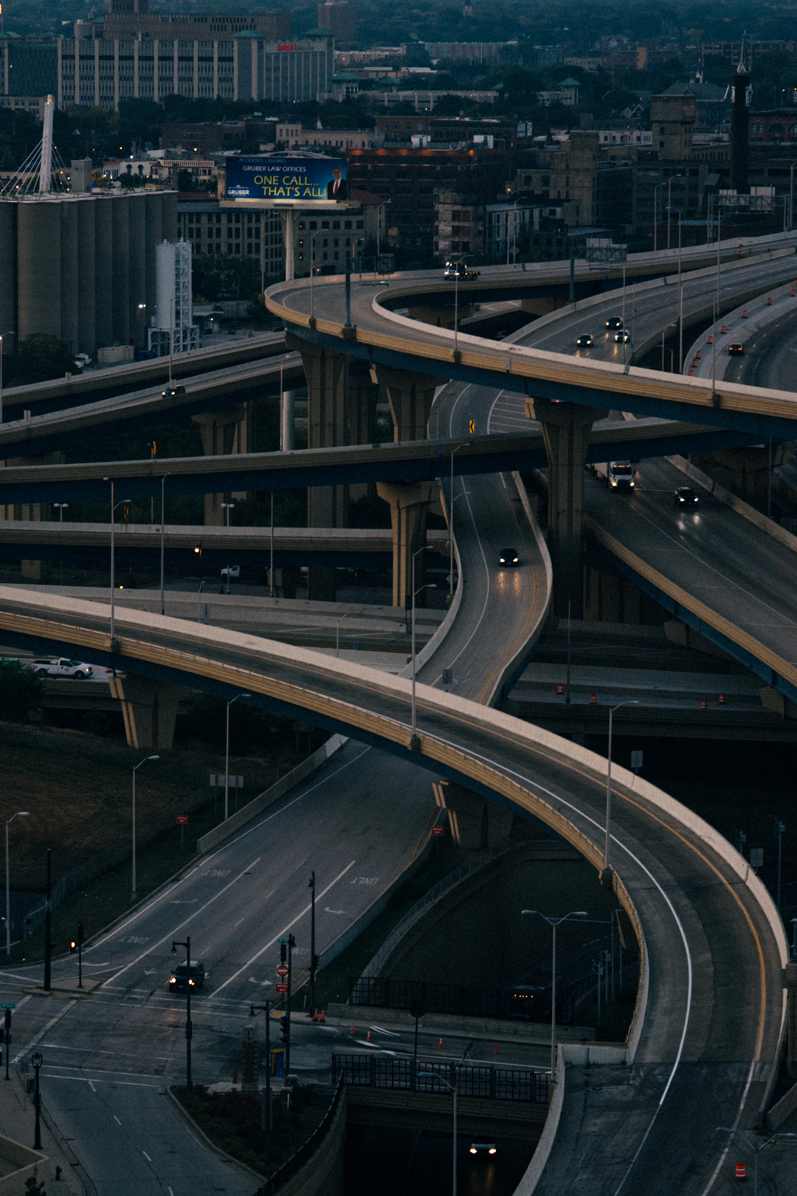 Aerial view of roads and intersections