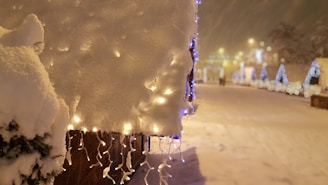 A cozy home in Queens with warm white holiday lights outlining the roof and windows at dusk.