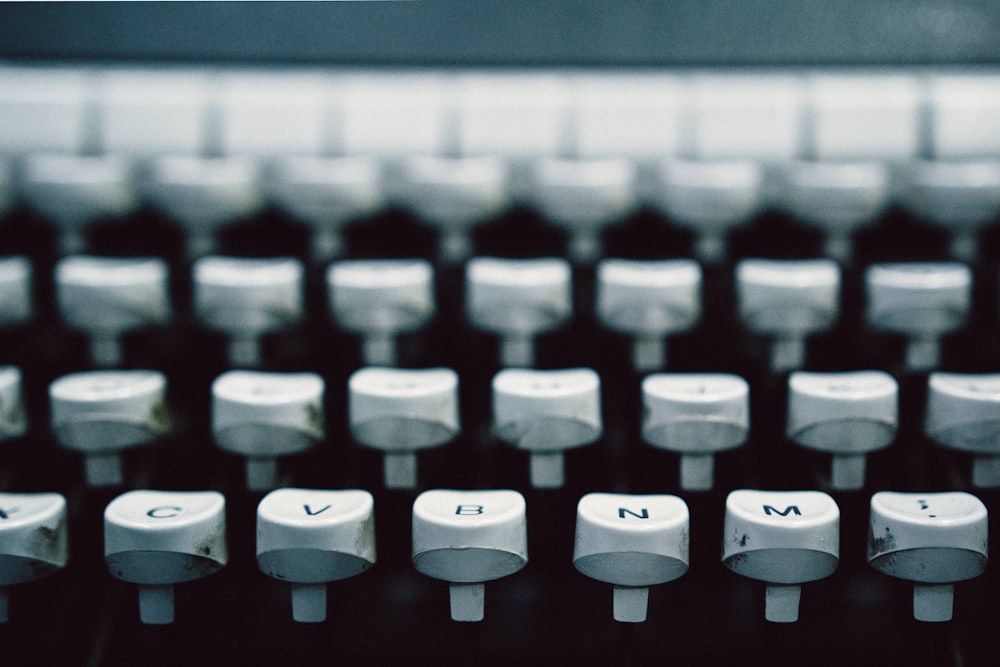 white typewriter buttons