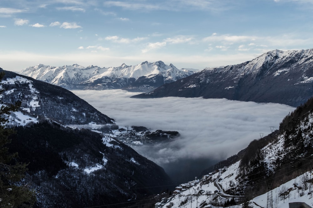 landscape photography of white and black mountains