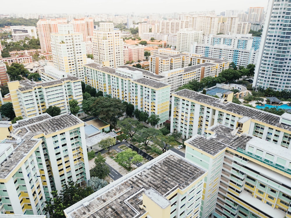 aerial view of city buildings