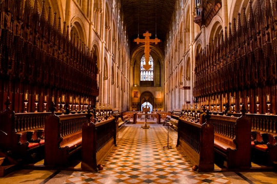 pews on cathedral in Peterborough Cathedral United Kingdom