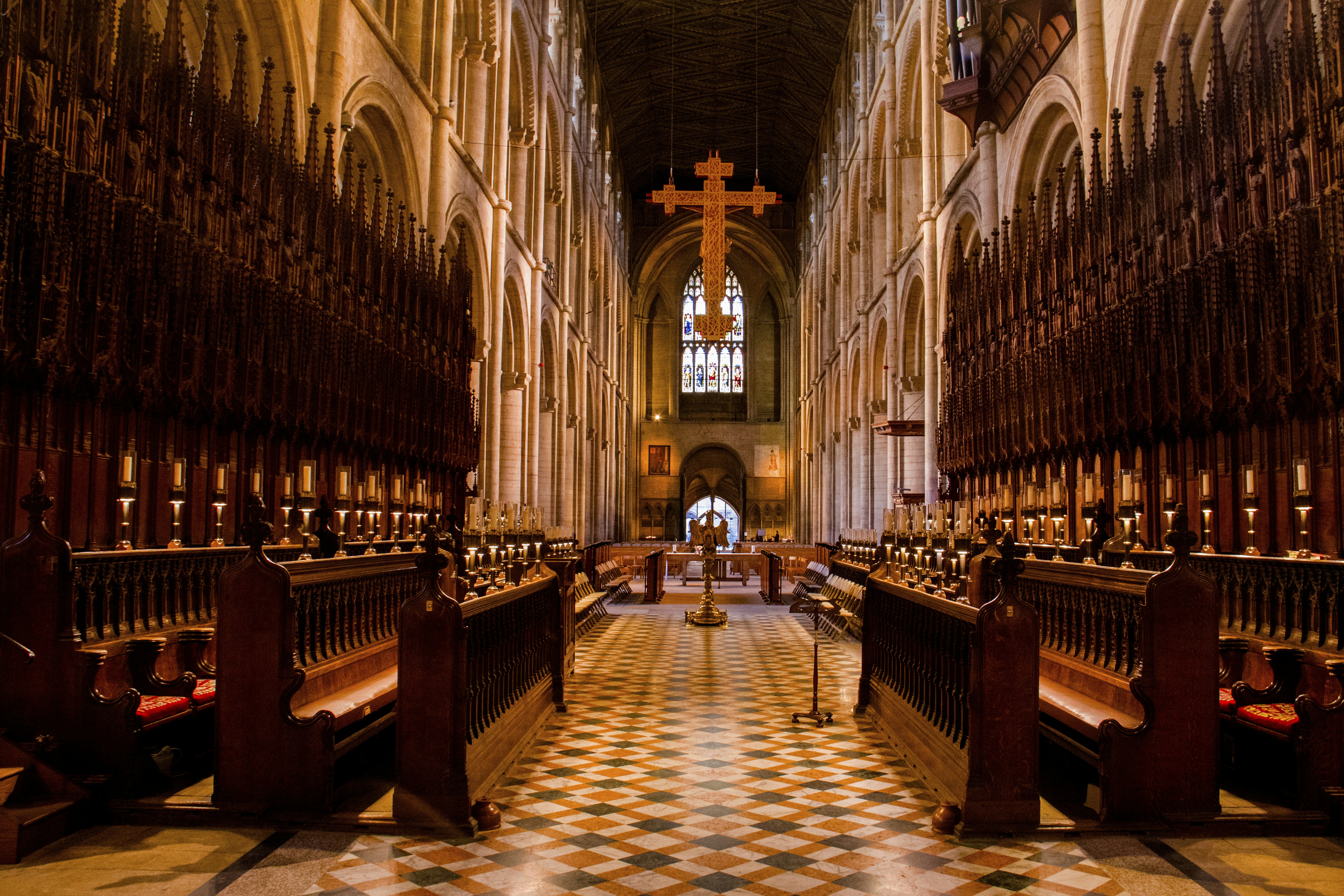 I was speaking at a conference during the evening and arrived at Peterborough mid-afternoon.  My Mum, who is in her 80’s had mentioned to see the cathedral, if I had time.  I was not disappointed and the £3 filming fee was well worth it.  An amazing cathedral with some fascinating history.