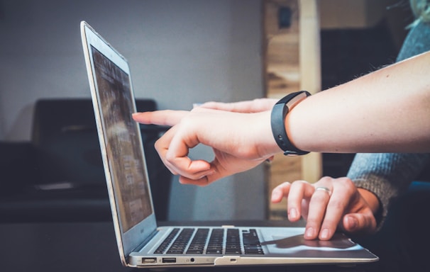 person using laptop