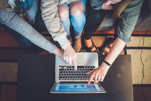 Students surfing on laptop