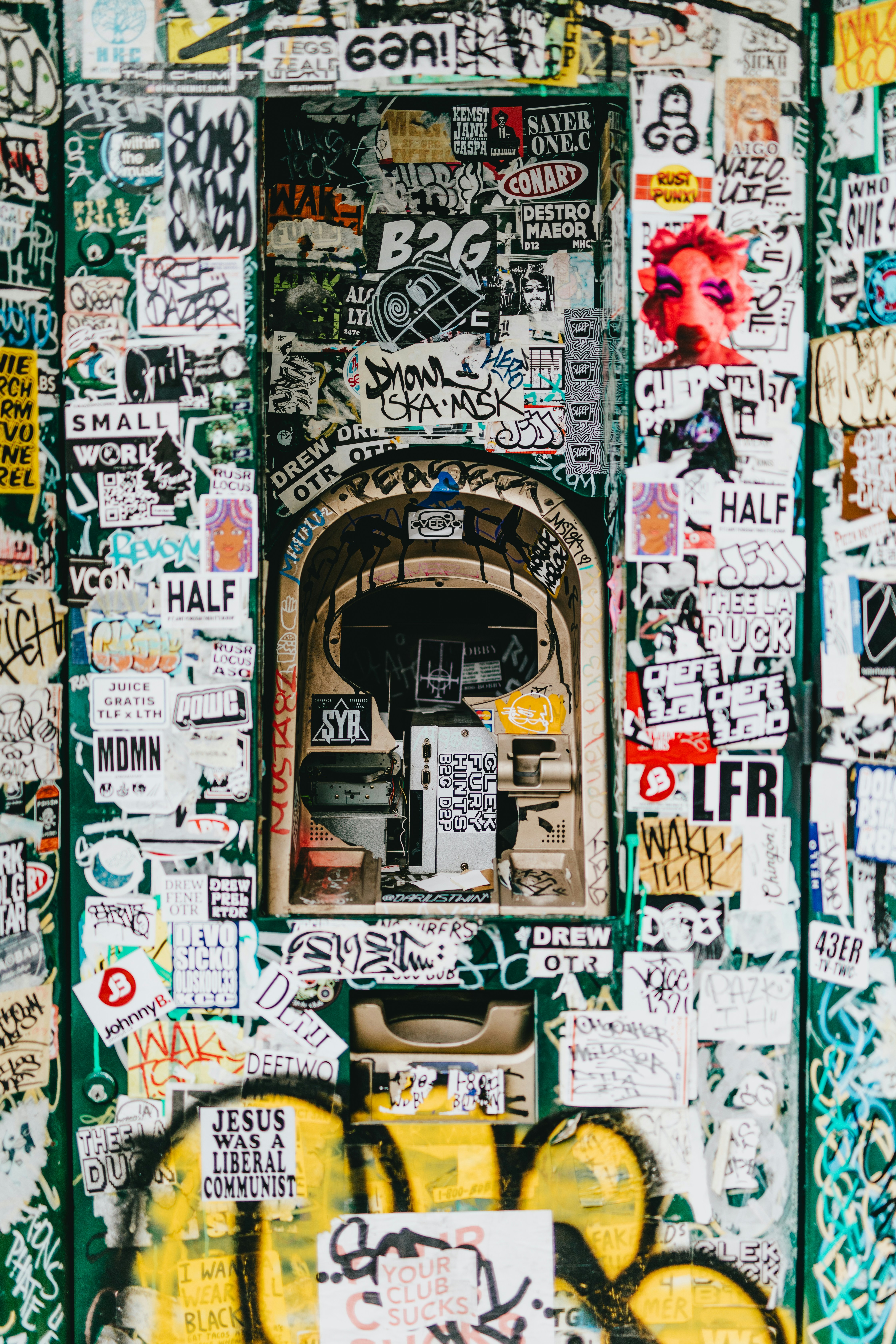 ATM machine with graffiti