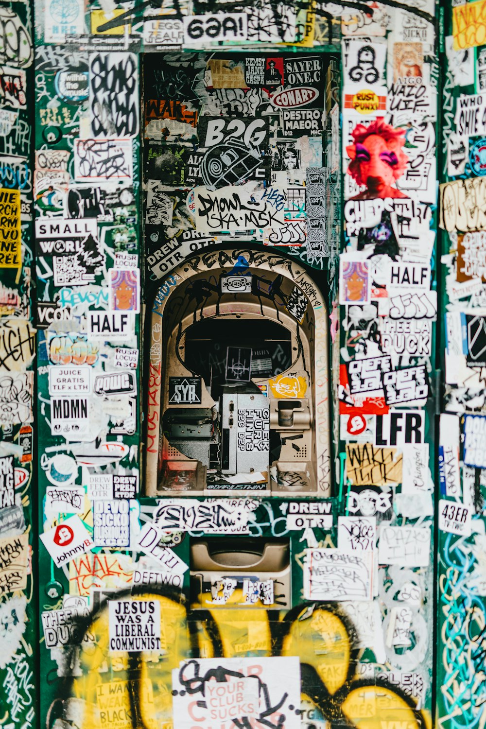 ATM machine with graffiti