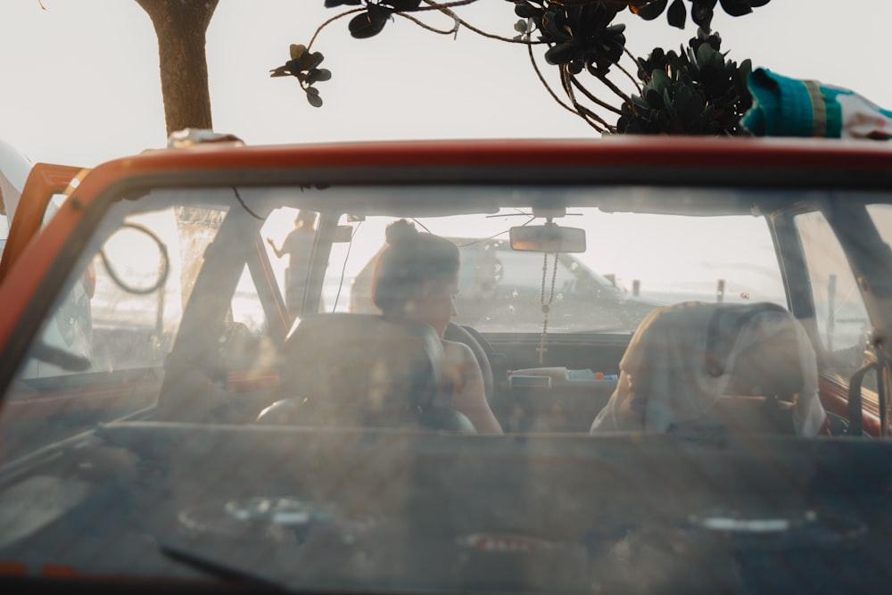 woman riding in car