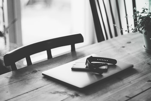 A serene workspace with tech gadgets on a table.
