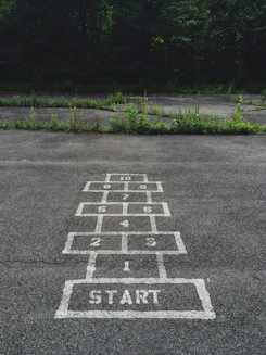 numbering start line on concrete floor