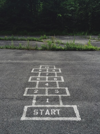 numbering start line on concrete floor