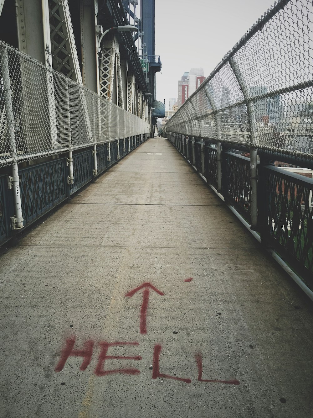 empty pathway with hell vandal