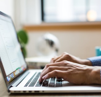 person typing on silver MacBook