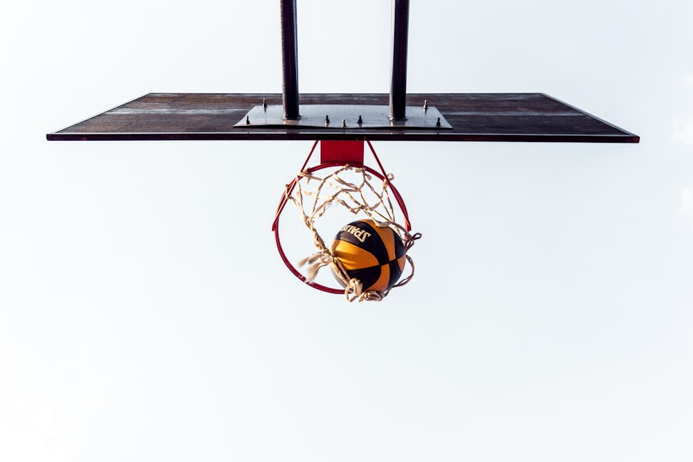 low angle view of ball shoots in the ring