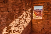 rock wall with window background of rock formation