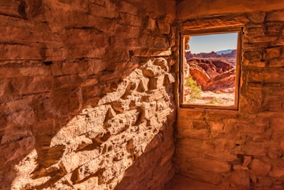 rock wall with window background of rock formation