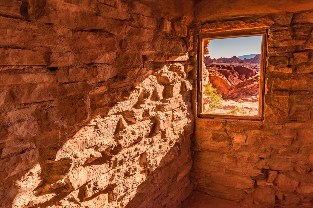 rock wall with window background of rock formation