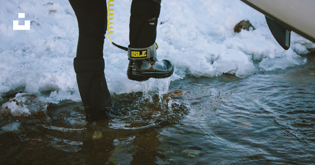 Person about to step on ice path photo – Free Blue Image on Unsplash
