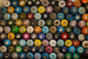 A vibrant display of various paint cans from Ecocolor.