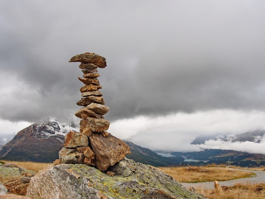 balance stone in Muottas Muragl Switzerland