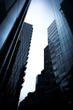 man's eye view of city buildings