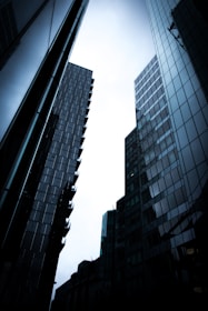 man's eye view of city buildings