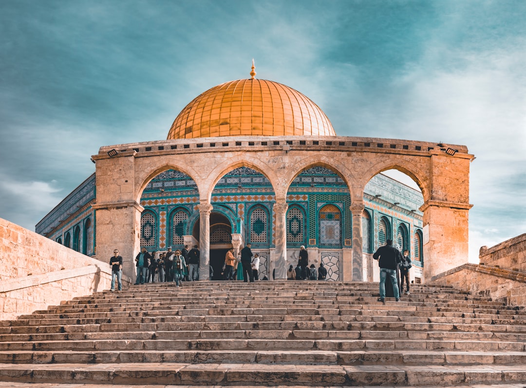 orange and blue dome mosque