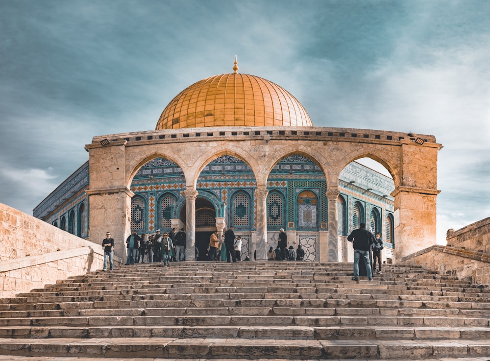 orange and blue dome mosque