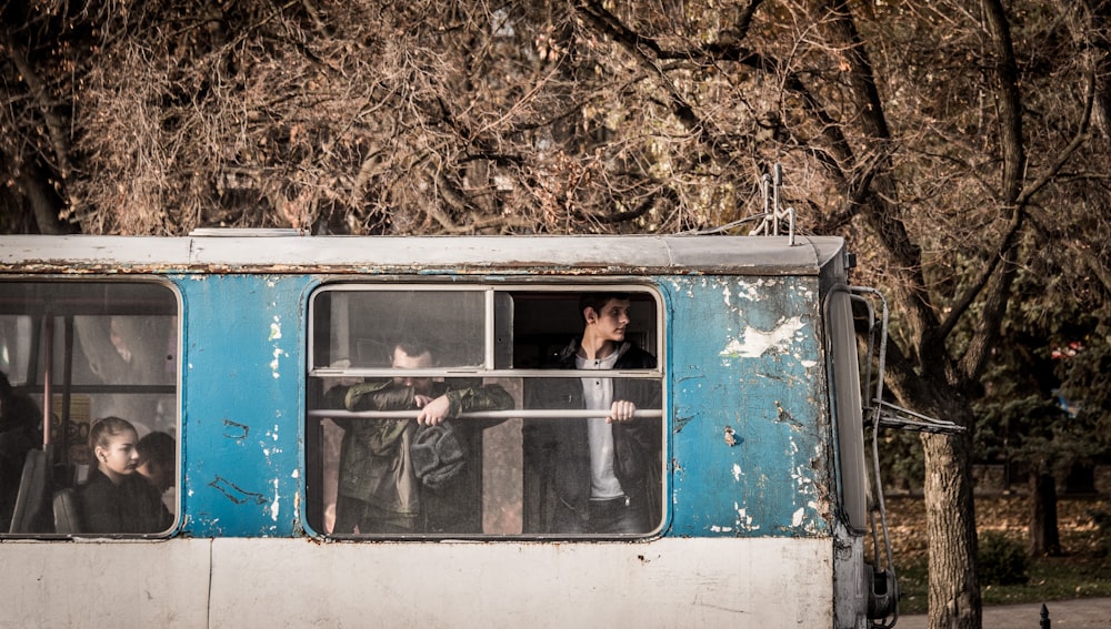 people riding on bus