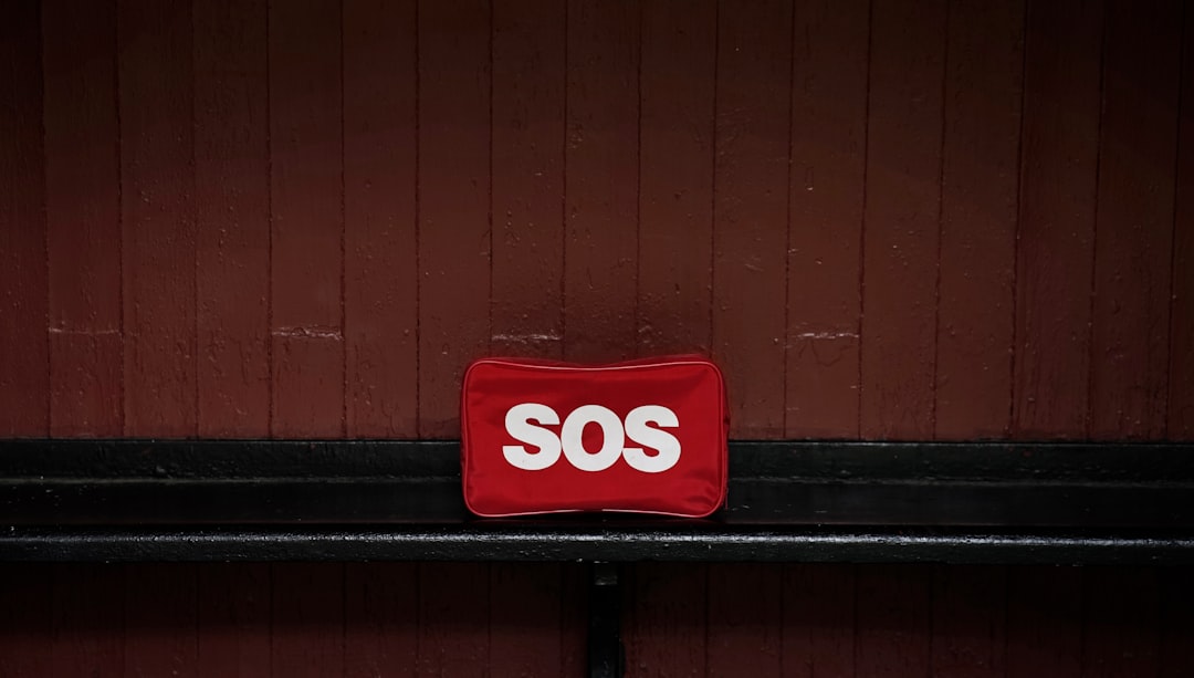photo of red and white SOS decor