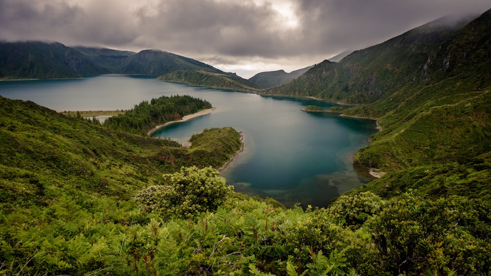 lake surrounded by mountains