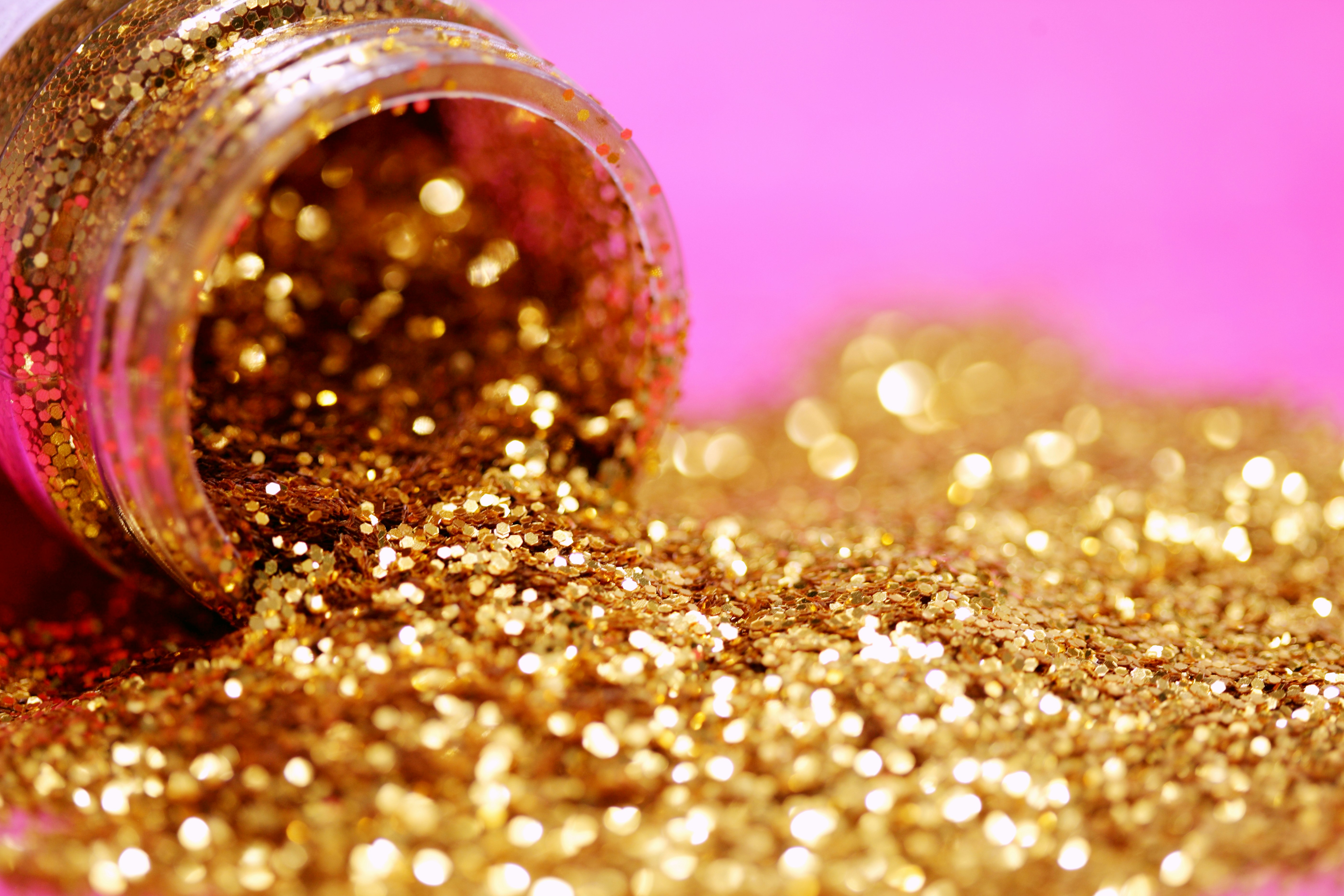 A close up macro shot of a bottle of fabulous gold glitter! It is snowing today, so I am staying inside and creating photos to keep busy.