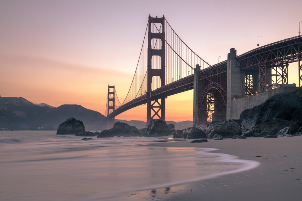 aerial shot of San Francisco bridge