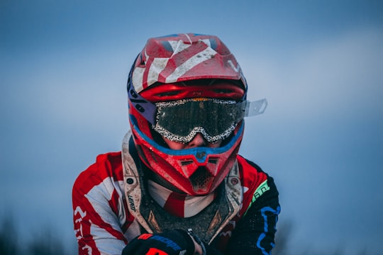 man wearings motocross helmet in Dunkirk France