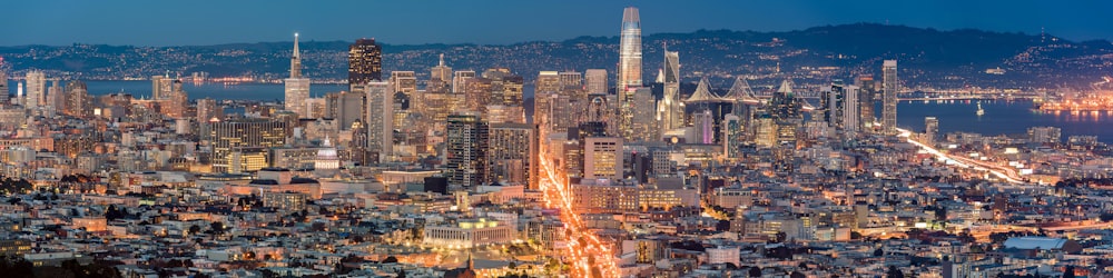 landscape photo of city buildings with lights