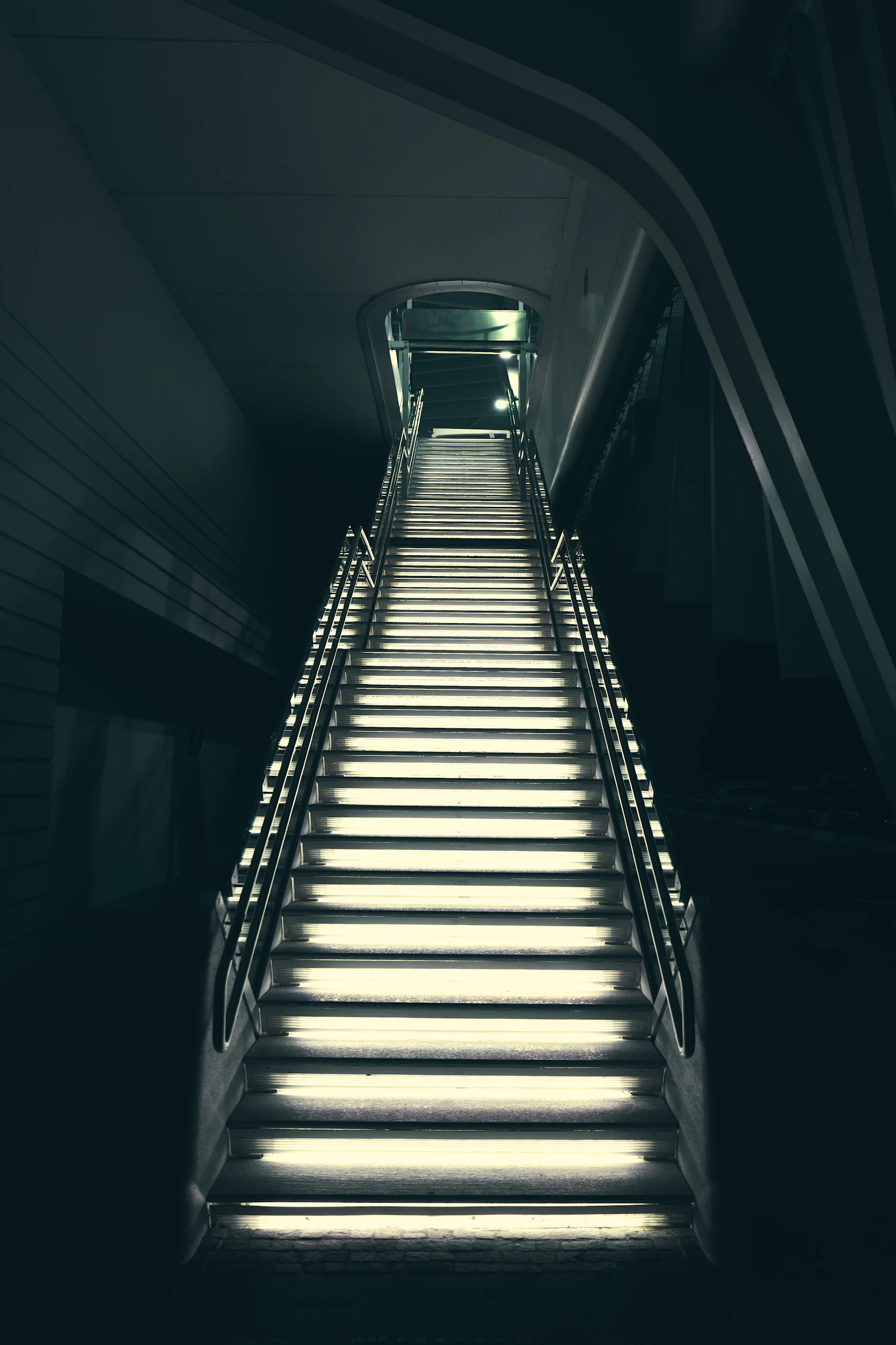 Low angle view of gray stairs